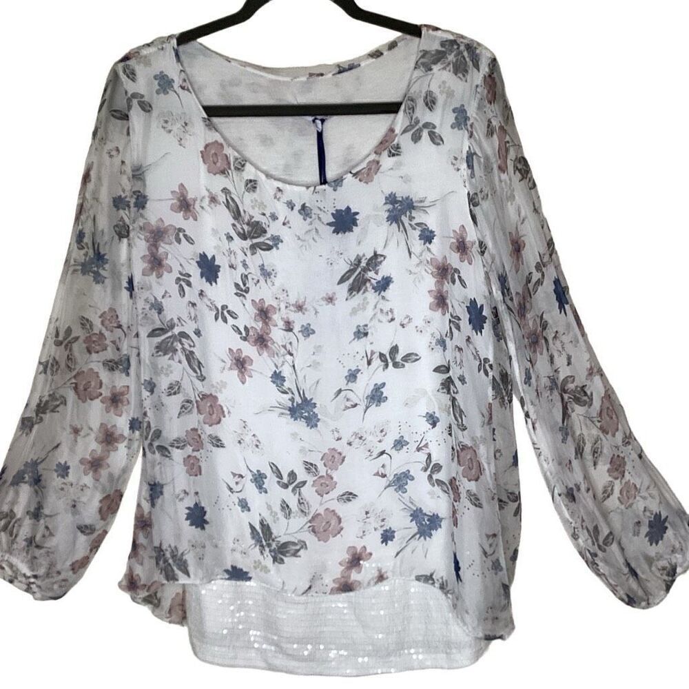 NEW Tempo‎ Paris Sheer Silk Layered Top Size M NWT